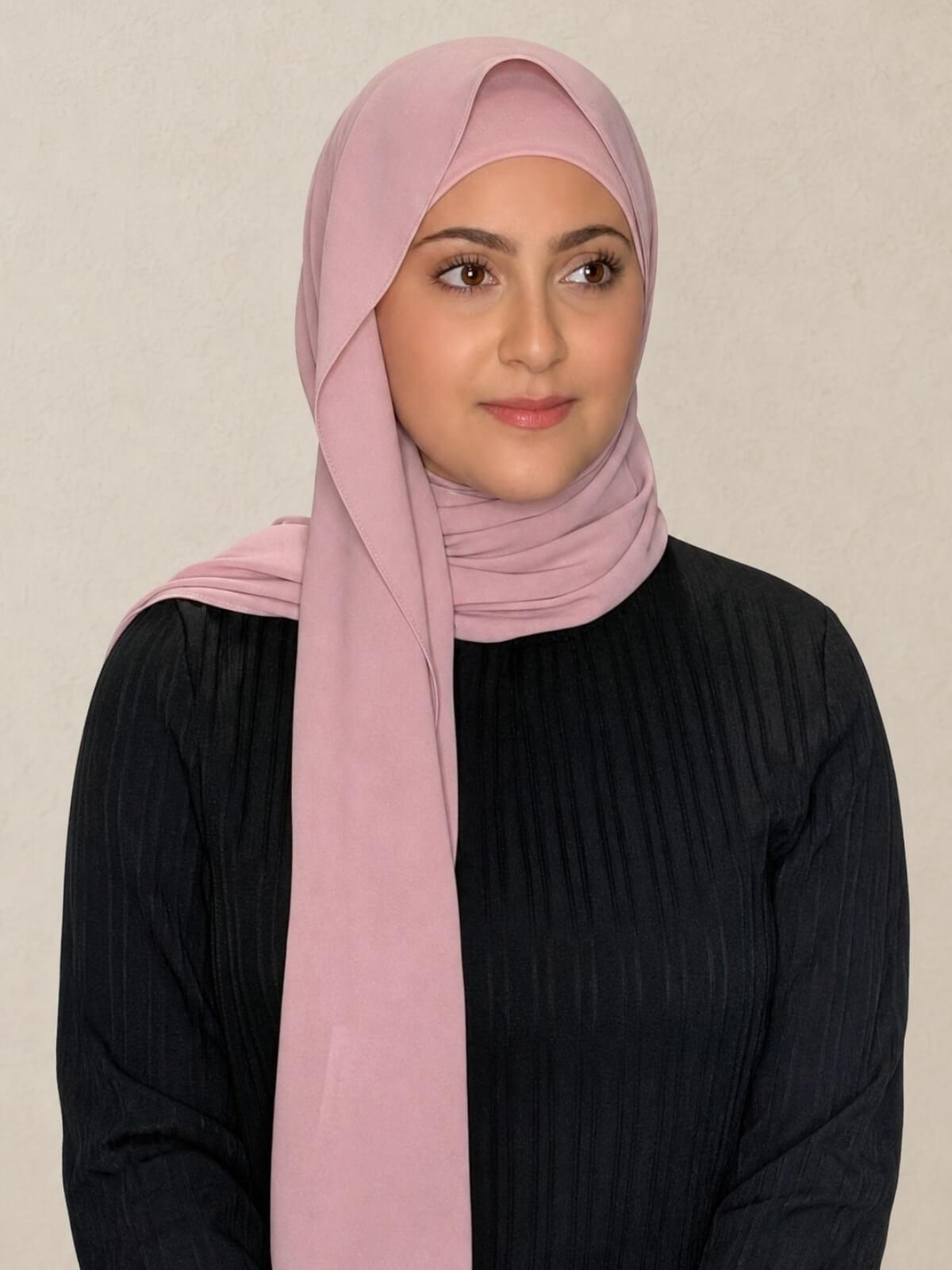Modish Girl Matching Chiffon Hijab Set-Blush Rose
