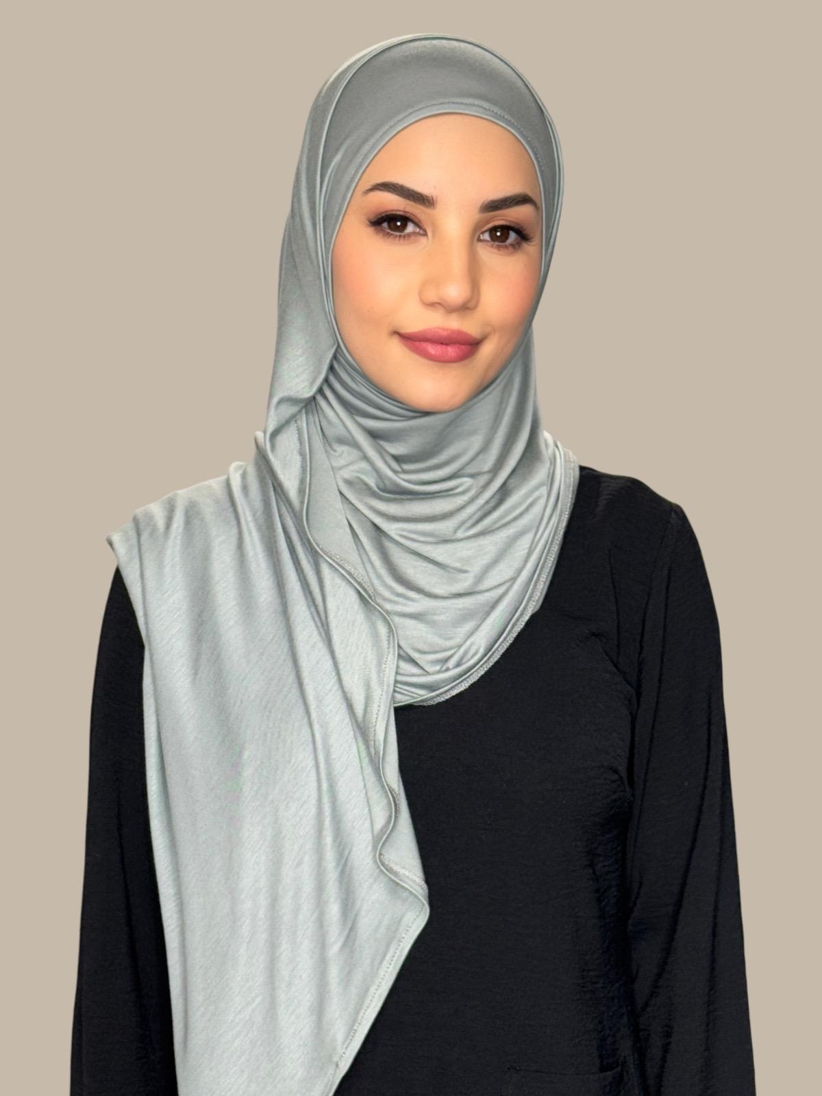 Pre-Sewn Jersey Hijab-Stone Green