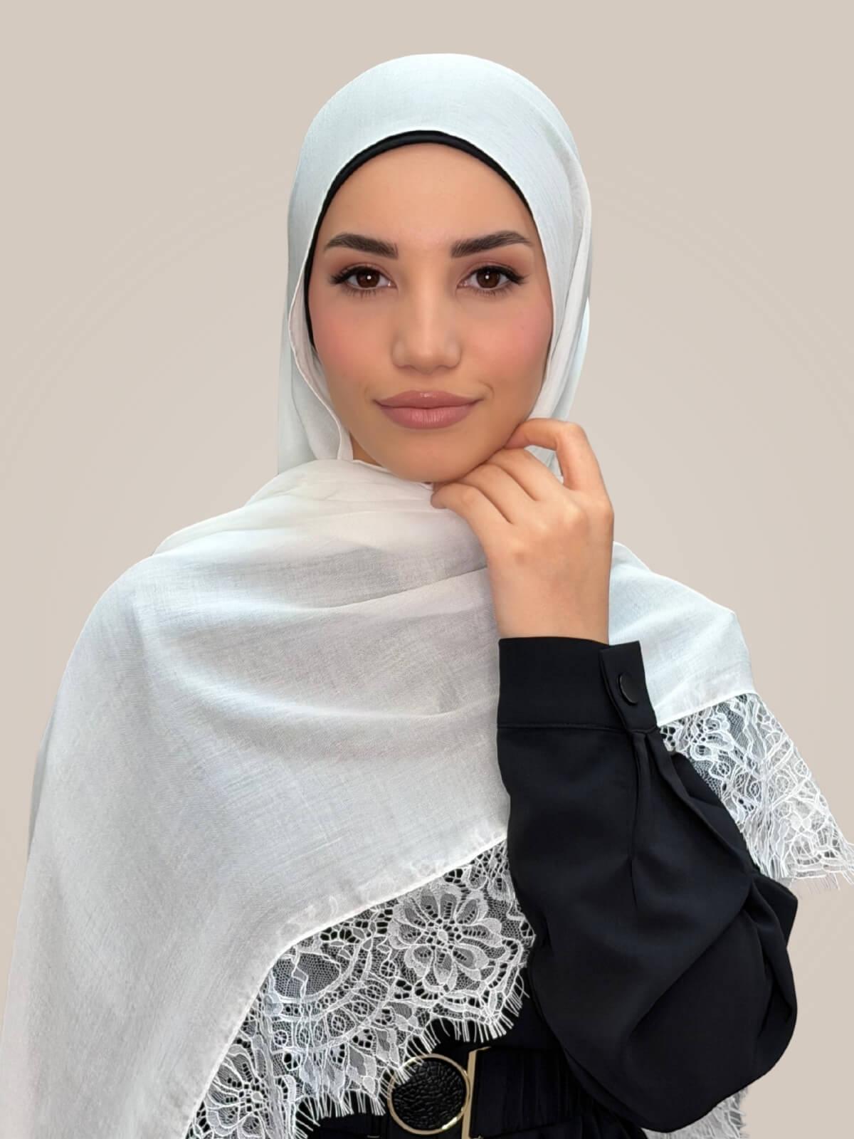 Lace Cotton Modal Hijab-Quiet Light