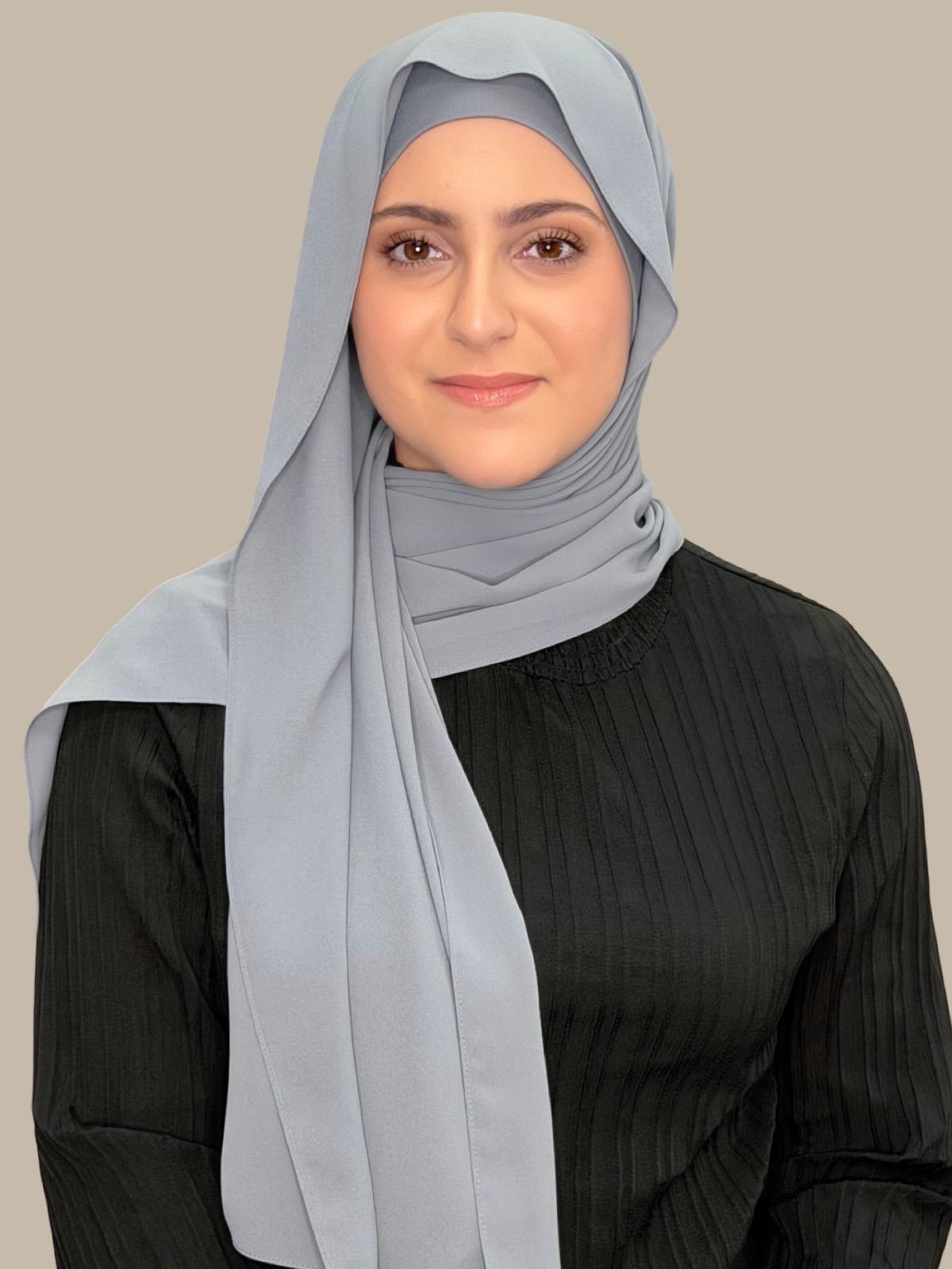 Modish Girl Matching Chiffon Hijab Set-Slate Grey