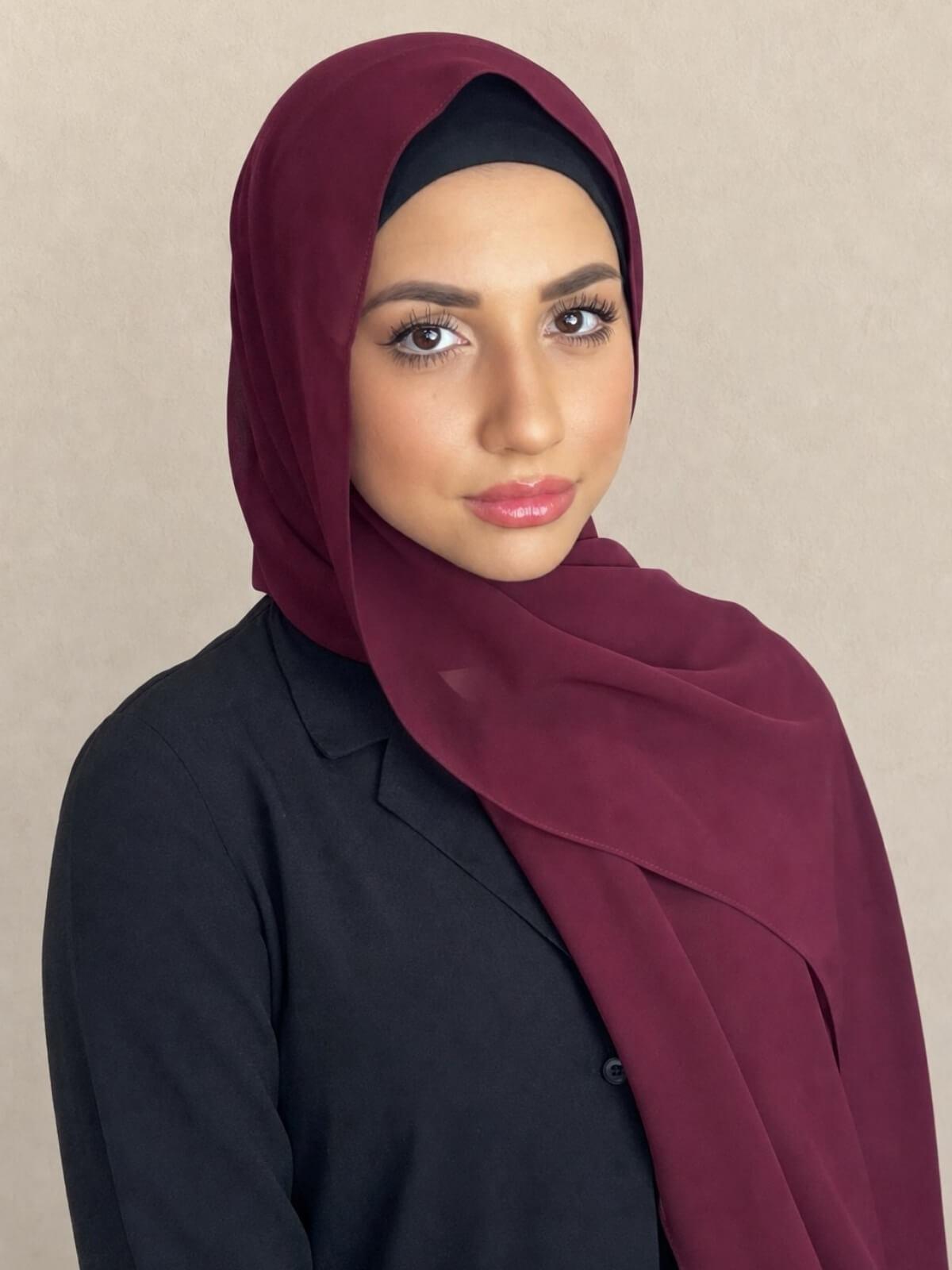 Luxury Chiffon Hijab-Mahogany