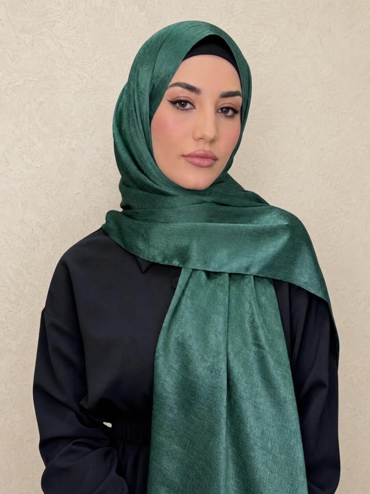 Classic Satin Hijab-Dark Green
