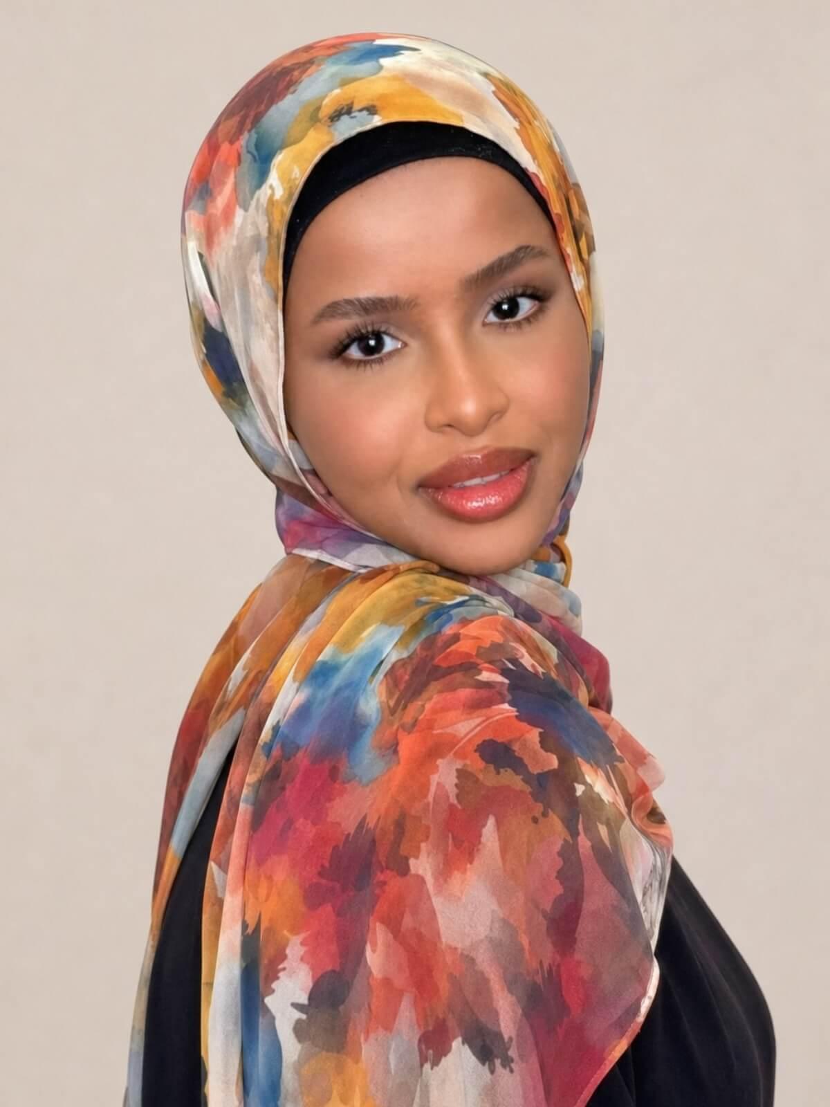 Printed Chiffon Hijab-Sienna Petals