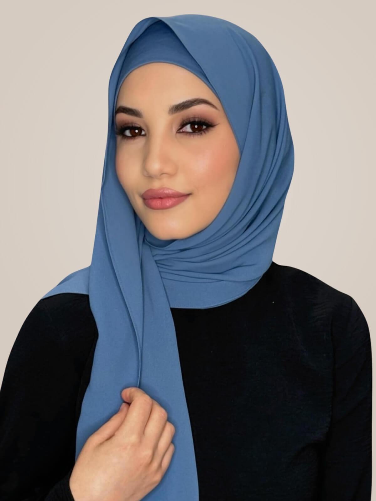 Matching Chiffon Hijab Set-Cool Blue