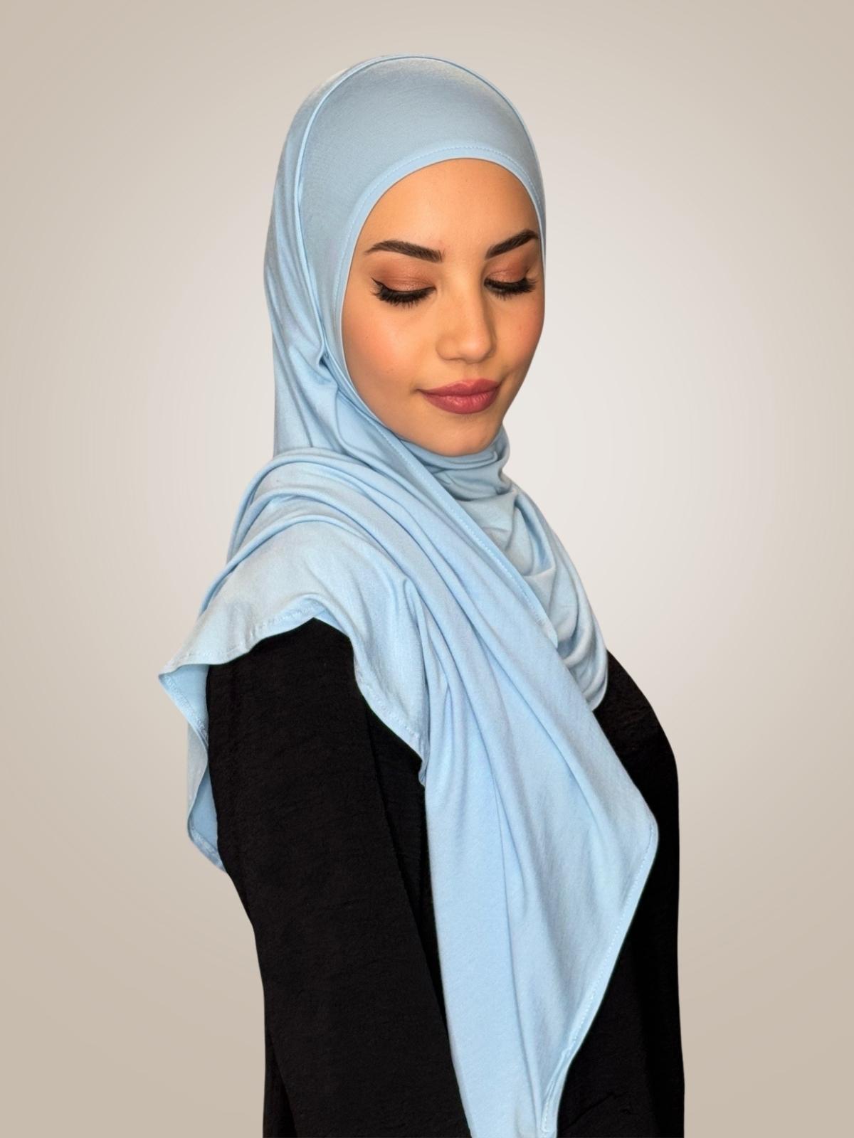 Pre-Sewn Jersey Hijab-Baby Blue