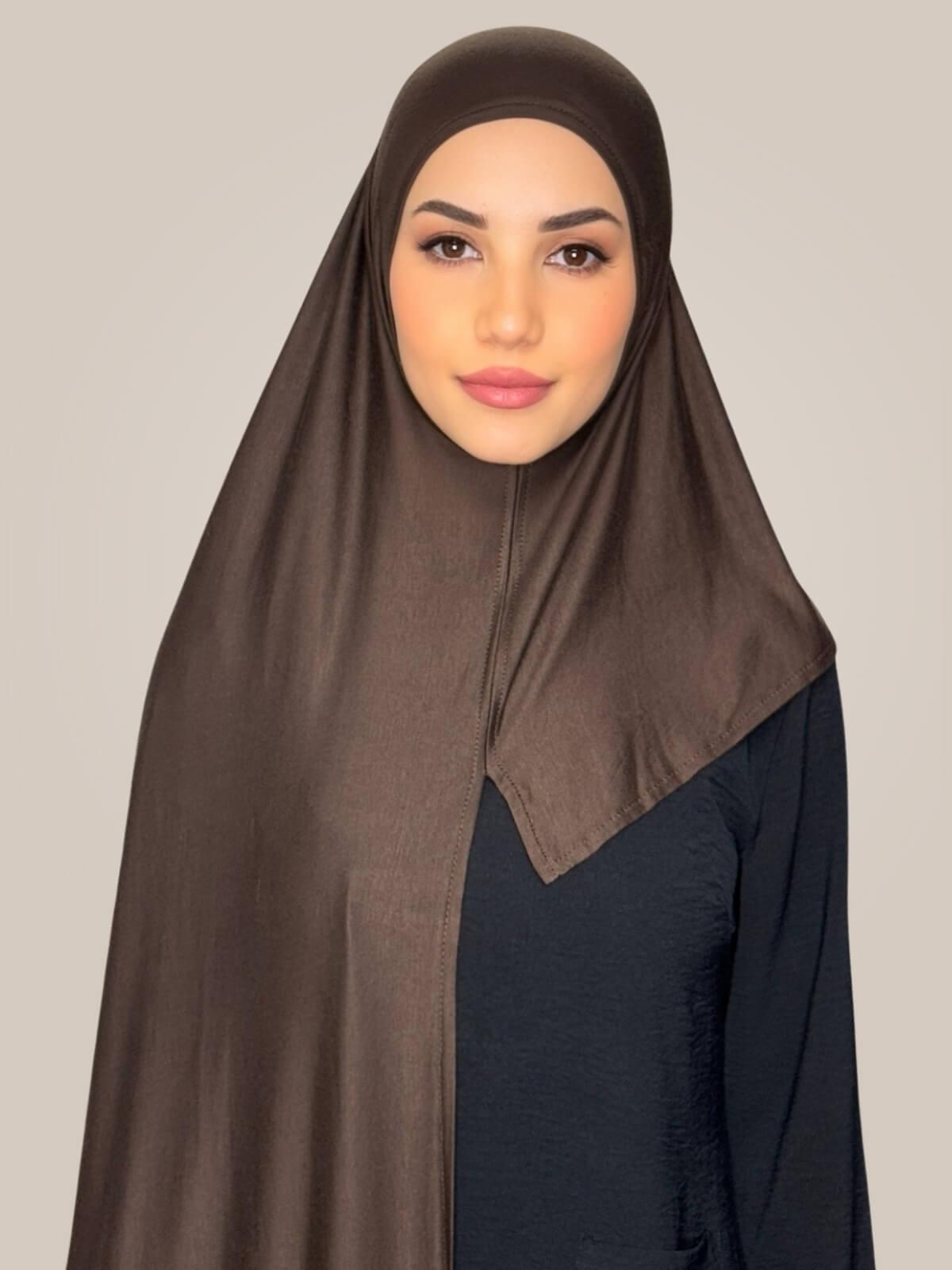 Pre-Sewn Jersey Hijab-Chocolate Brown