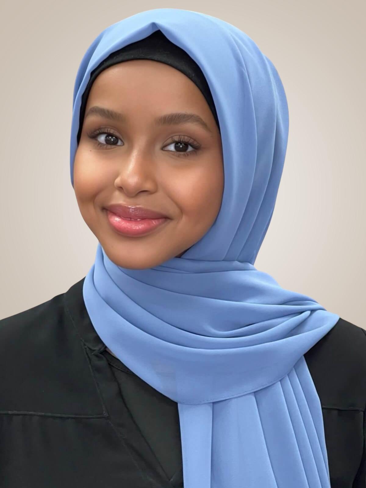 Luxury Chiffon Hijab-Blue Grey