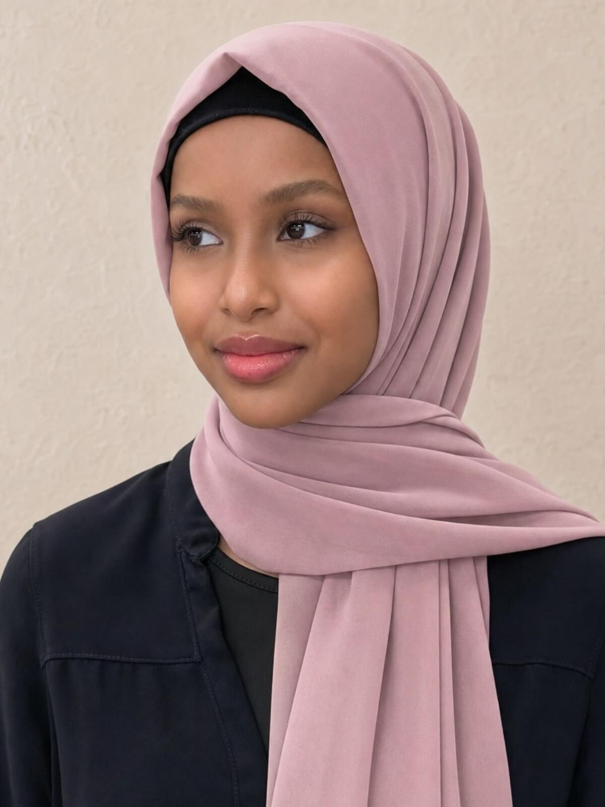 Luxury Chiffon Hijab-Dusty Rose
