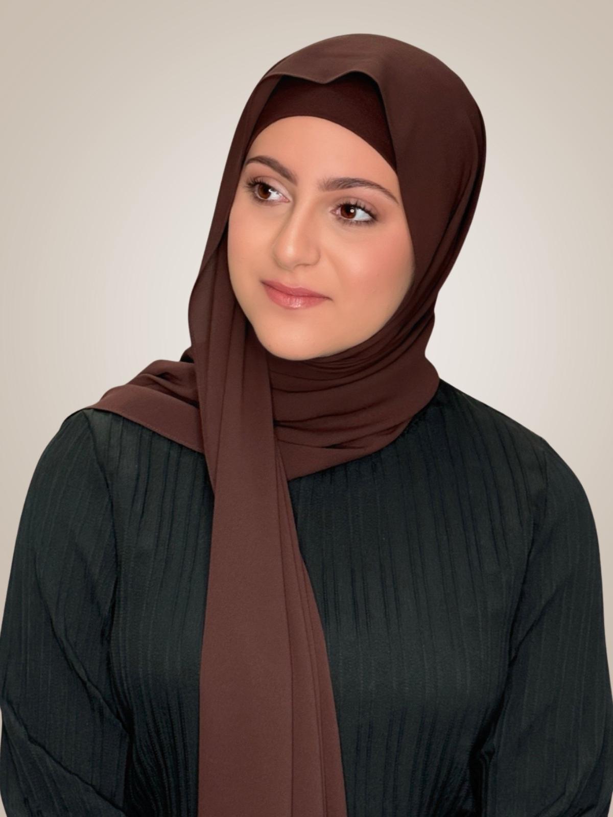 Modish Girl Matching Chiffon Hijab Set-Umber