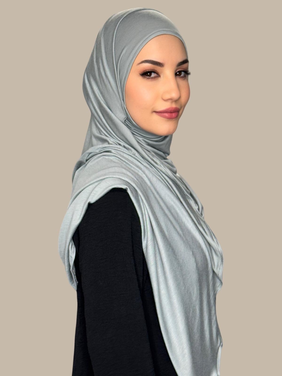 Pre-Sewn Jersey Hijab-Stone Green