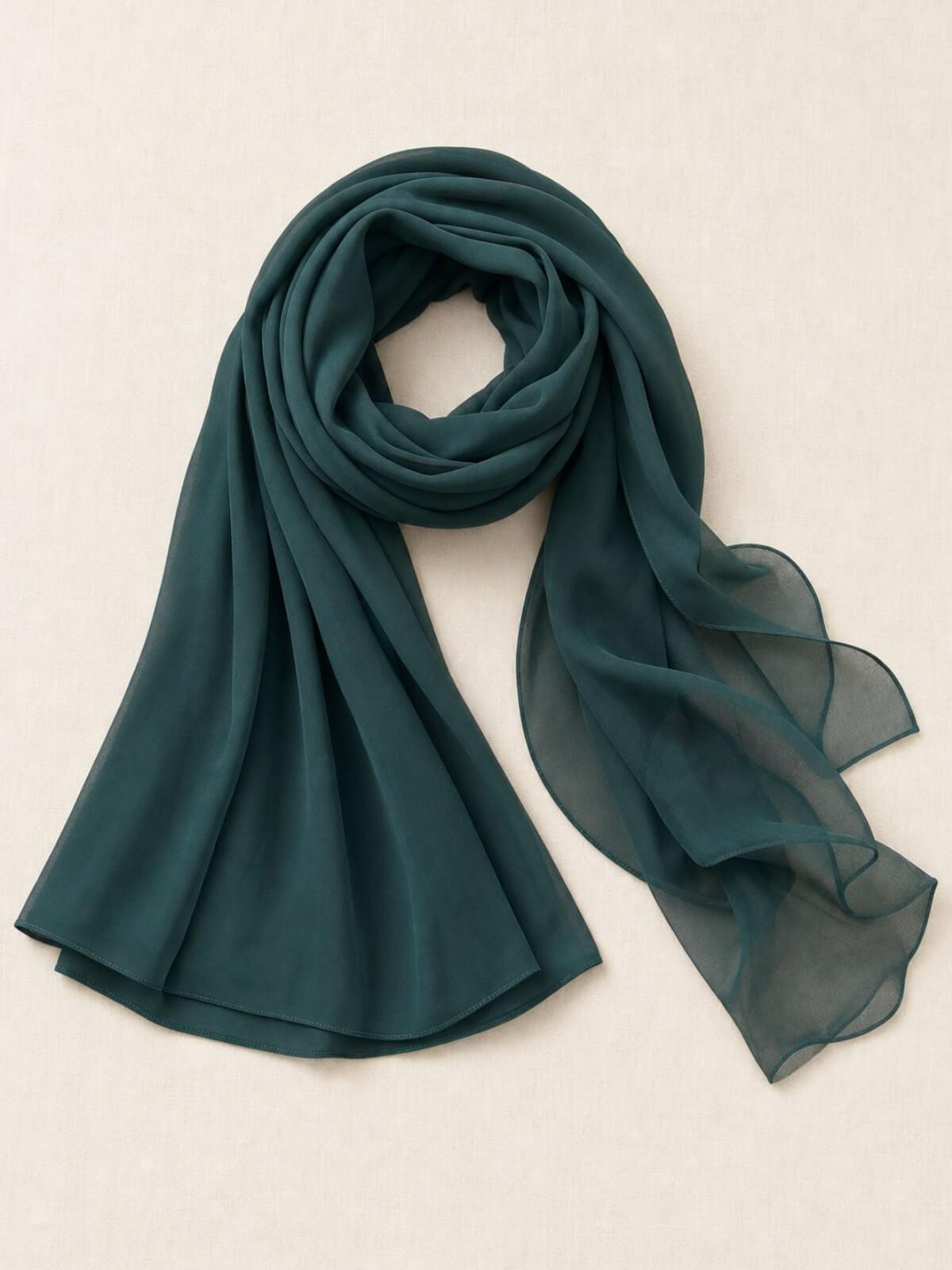 Luxury Chiffon Hijab-Deep Green