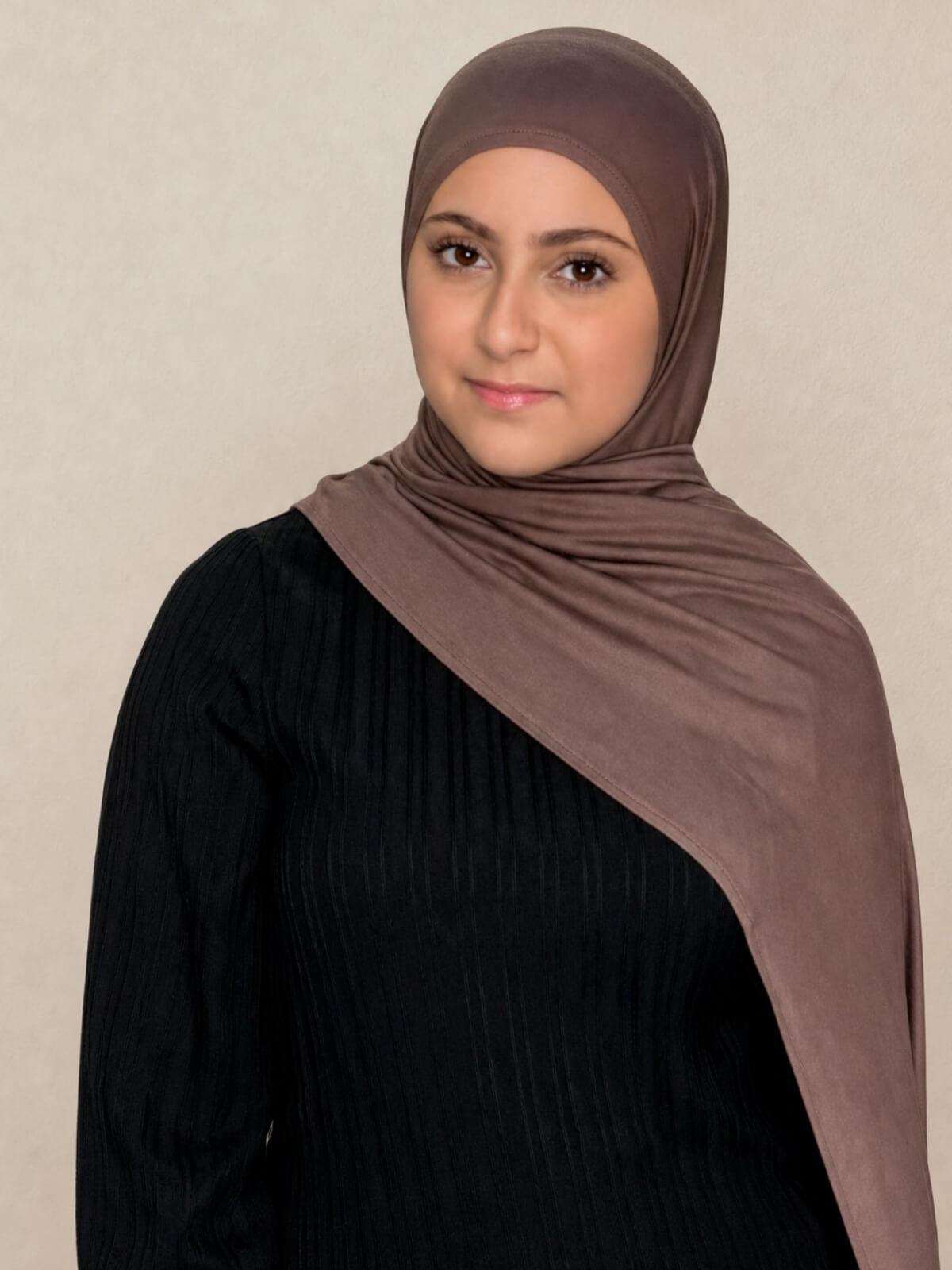 Modish Girl Pre-Sewn Jersey Hijab-Mocha Brown