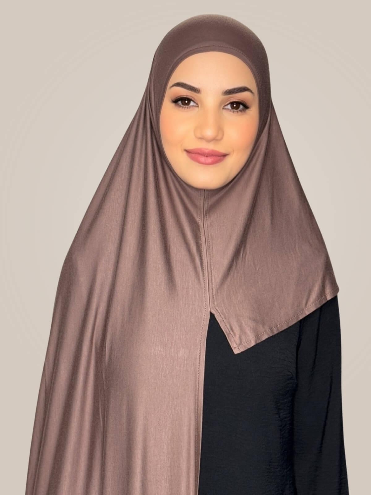 Pre-Sewn Jersey Hijab-Mocha Brown