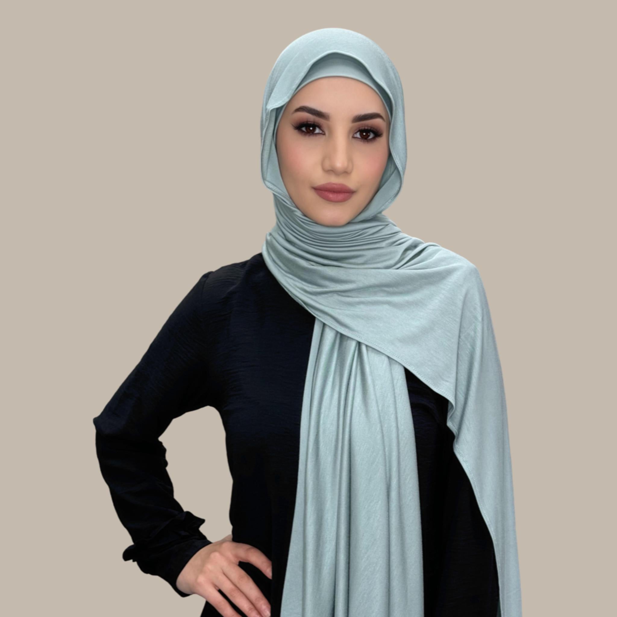 Premium Jersey Hijab-Pale Cyan