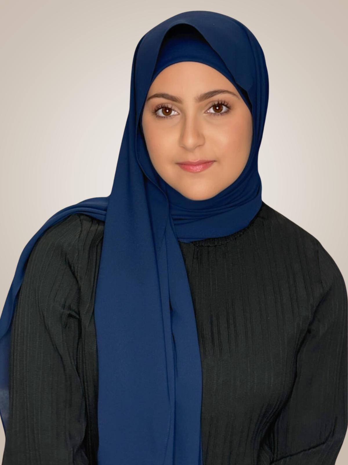 Modish Girl Matching Chiffon Hijab Set-Navy