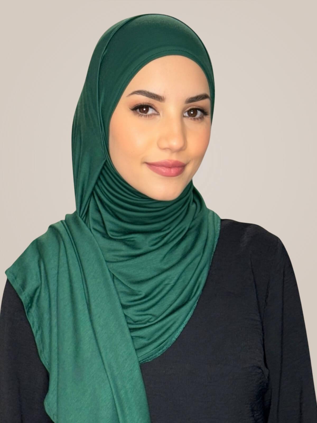 Pre-Sewn Jersey Hijab-Forrest Green