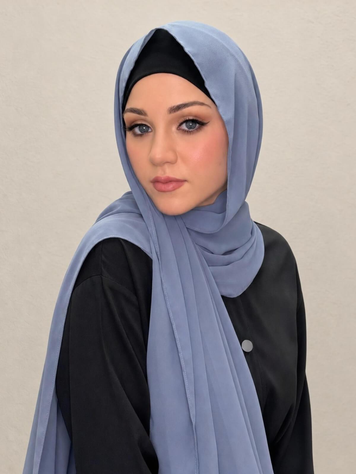 Luxury Chiffon Hijab-Dusty Blue