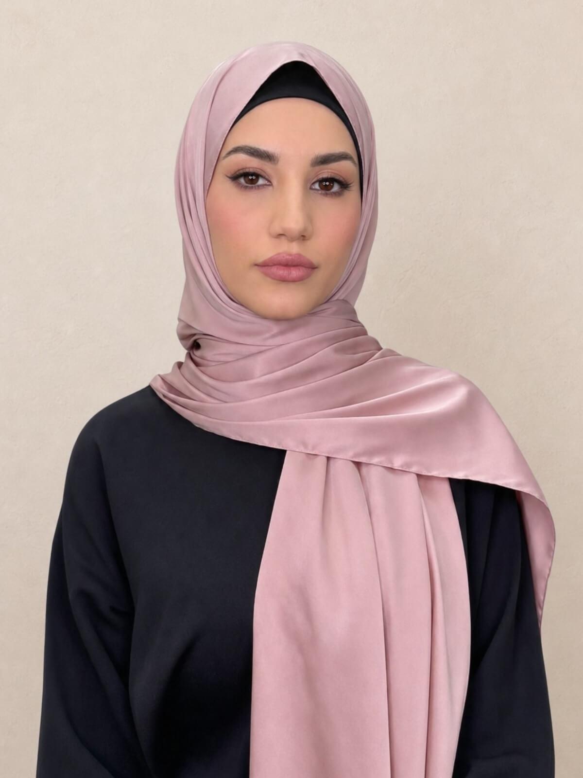 Premium Satin Hijab-Truffle Rose