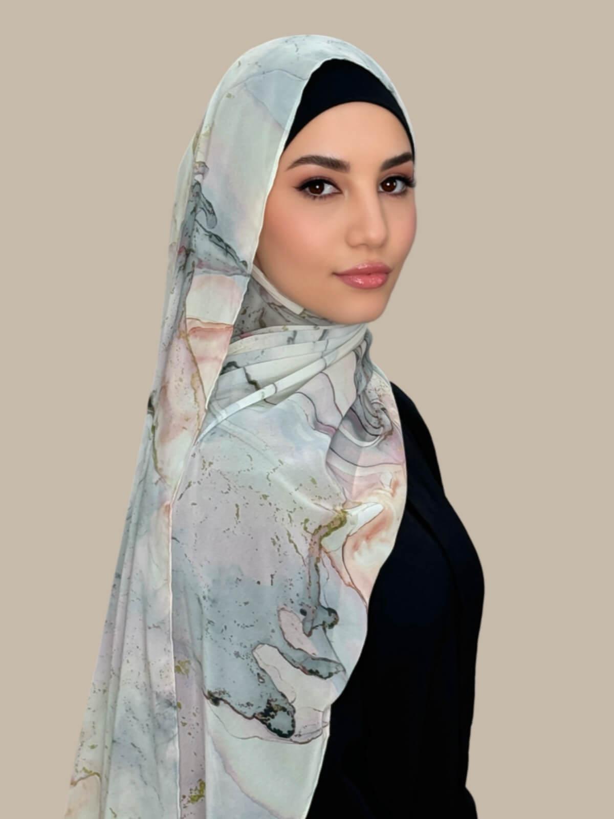 Printed Chiffon Hijab-Blush Quartz