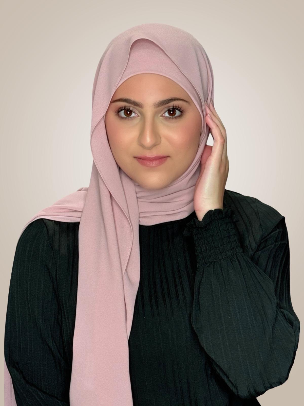 Modish Girl Matching Chiffon Hijab Set-Blush Rose
