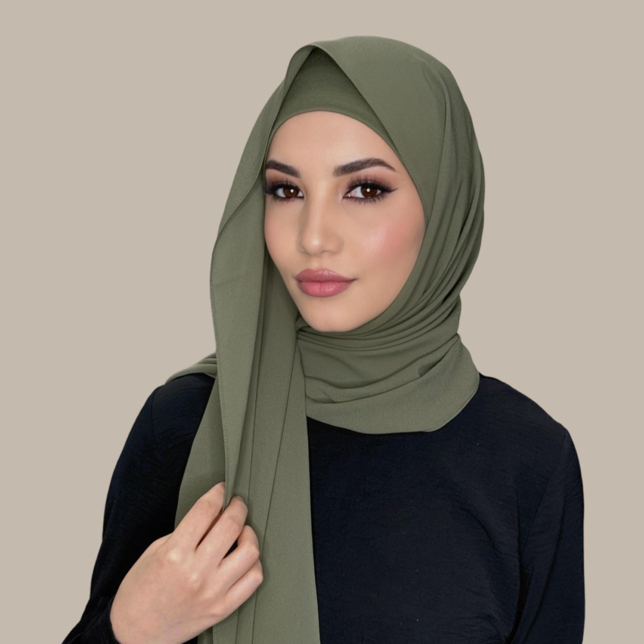 Matching Chiffon Hijab Set-Dusty Olive