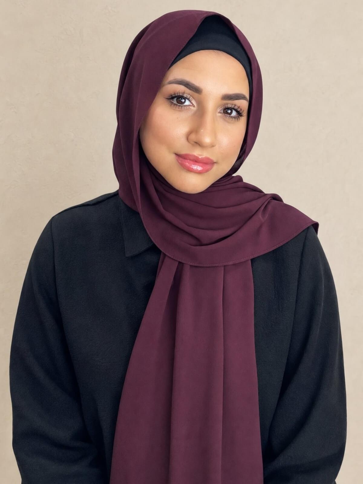 Classic Chiffon Hijab-Dark Mulberry