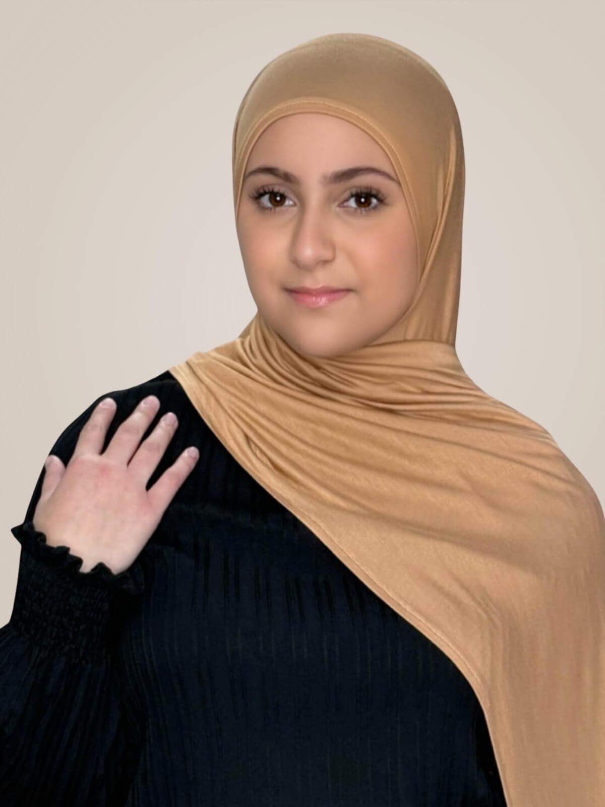 Modish Girl Pre-Sewn Jersey Hijab-Honey