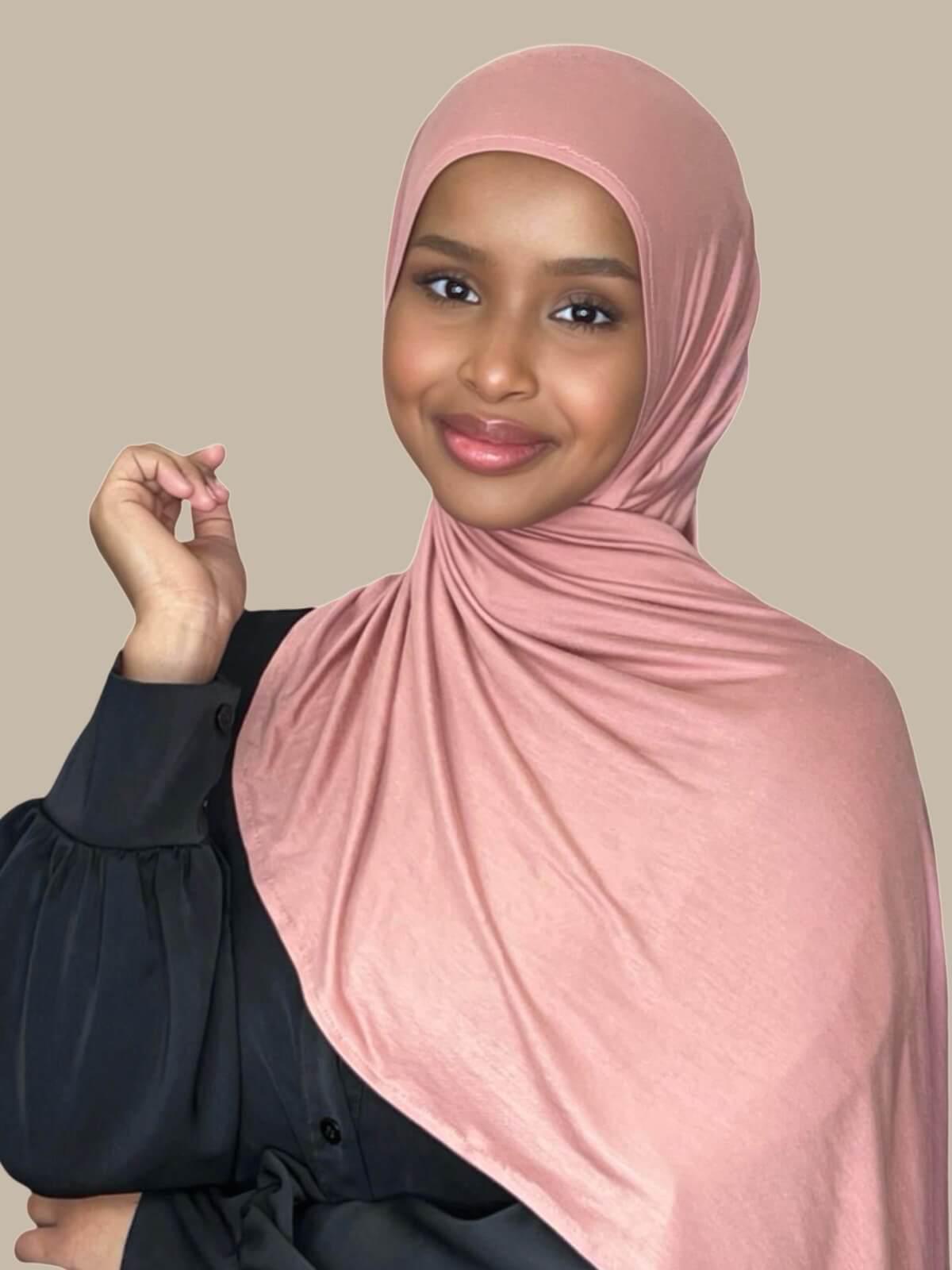 Pre-Sewn Jersey Hijab-Wood Rose