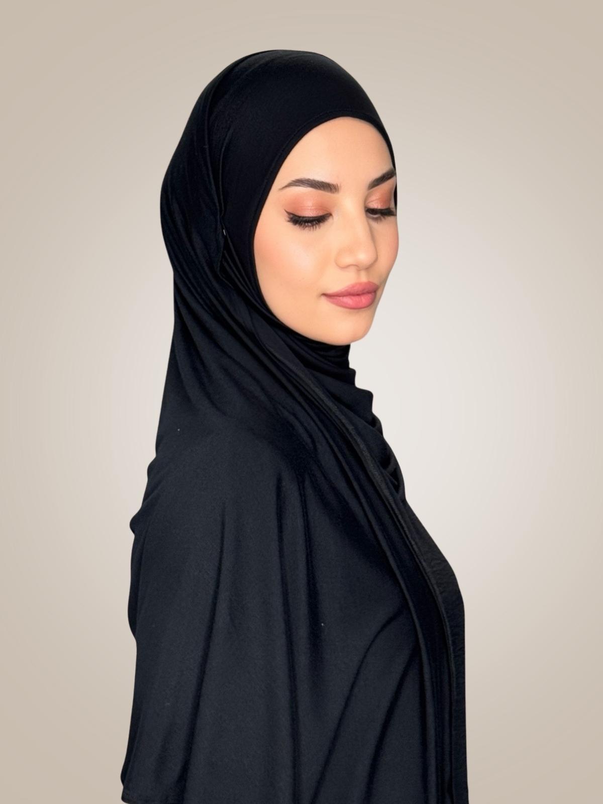 Pre-Sewn Jersey Hijab-Black
