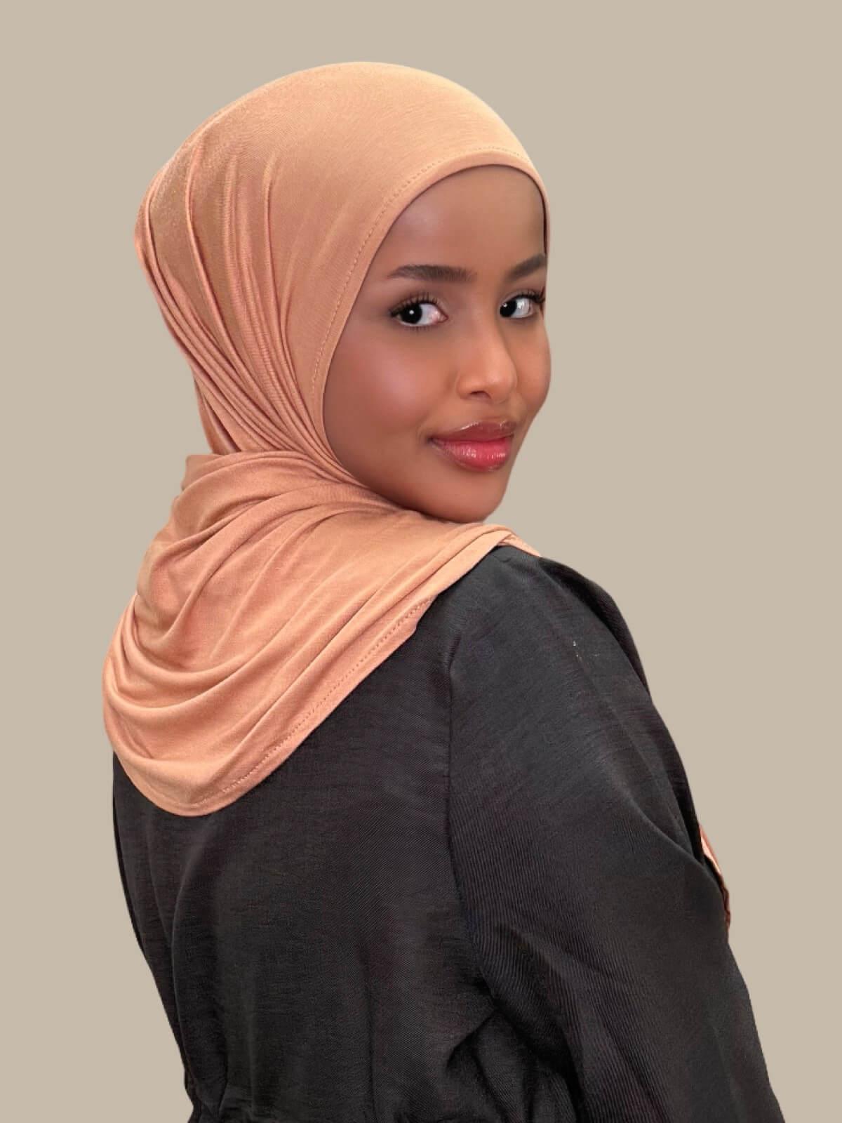 Sahara Pre-Sewn Jersey Hijab, back view on model