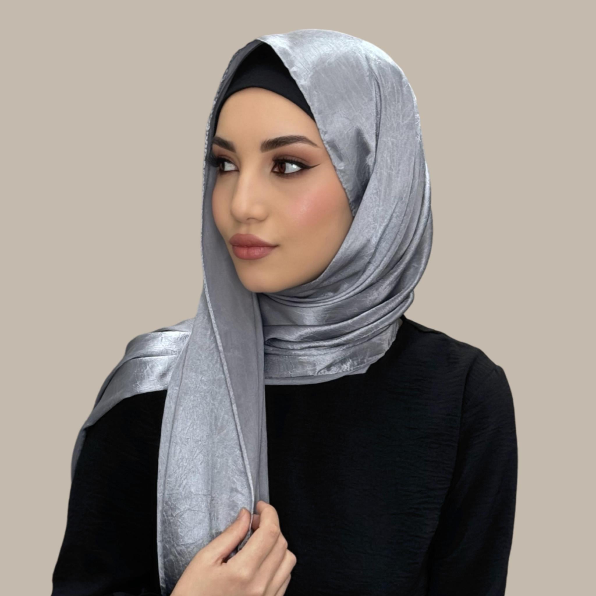 Classic Satin Hijab-Slate Dove Grey