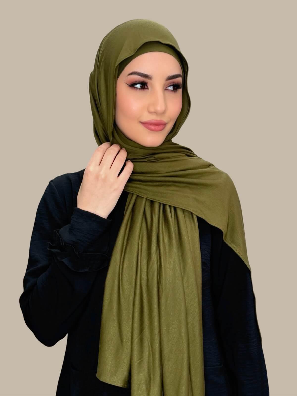 Premium Jersey Hijab-Olive Green