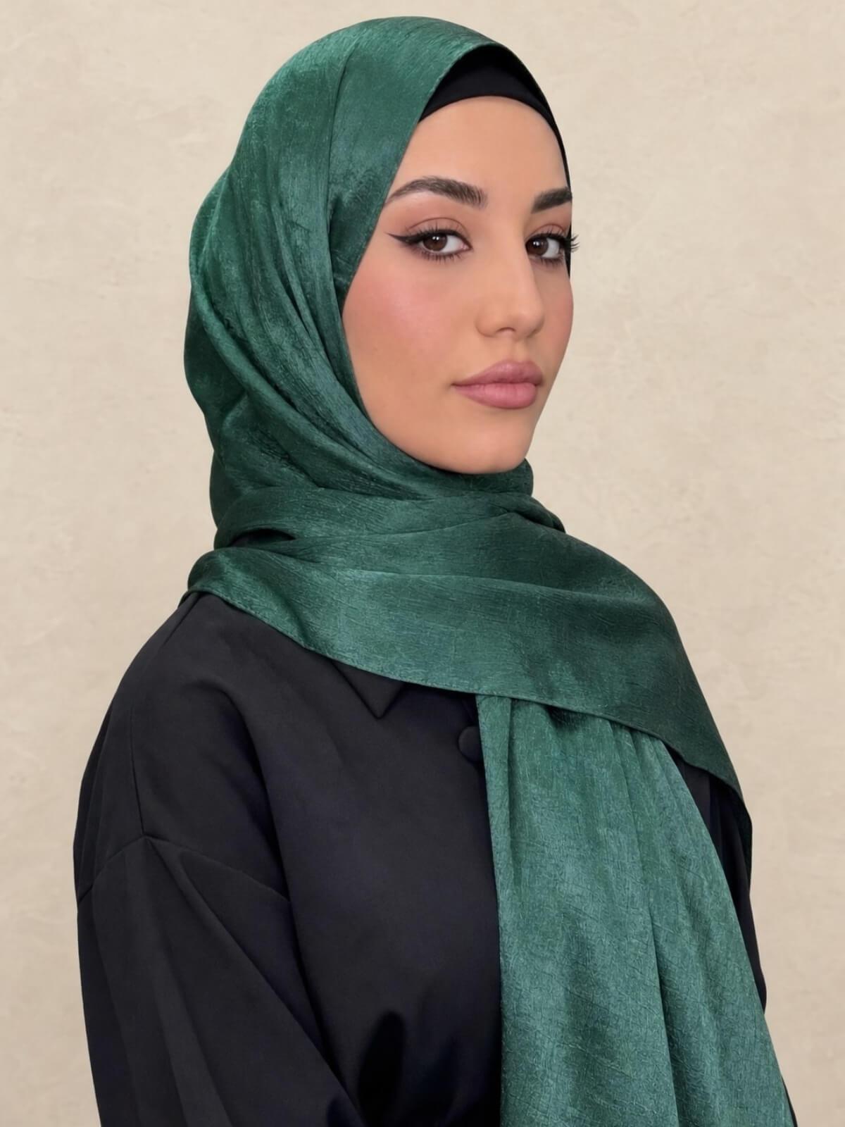 Classic Satin Hijab-Dark Green