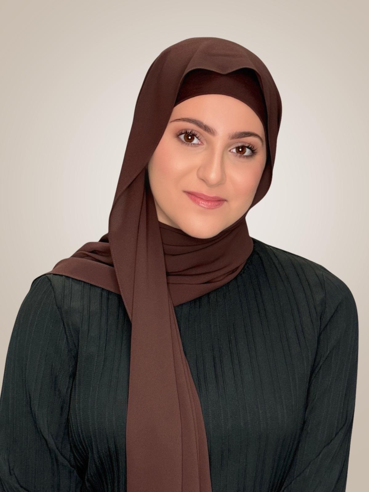 Modish Girl Matching Chiffon Hijab Set-Umber