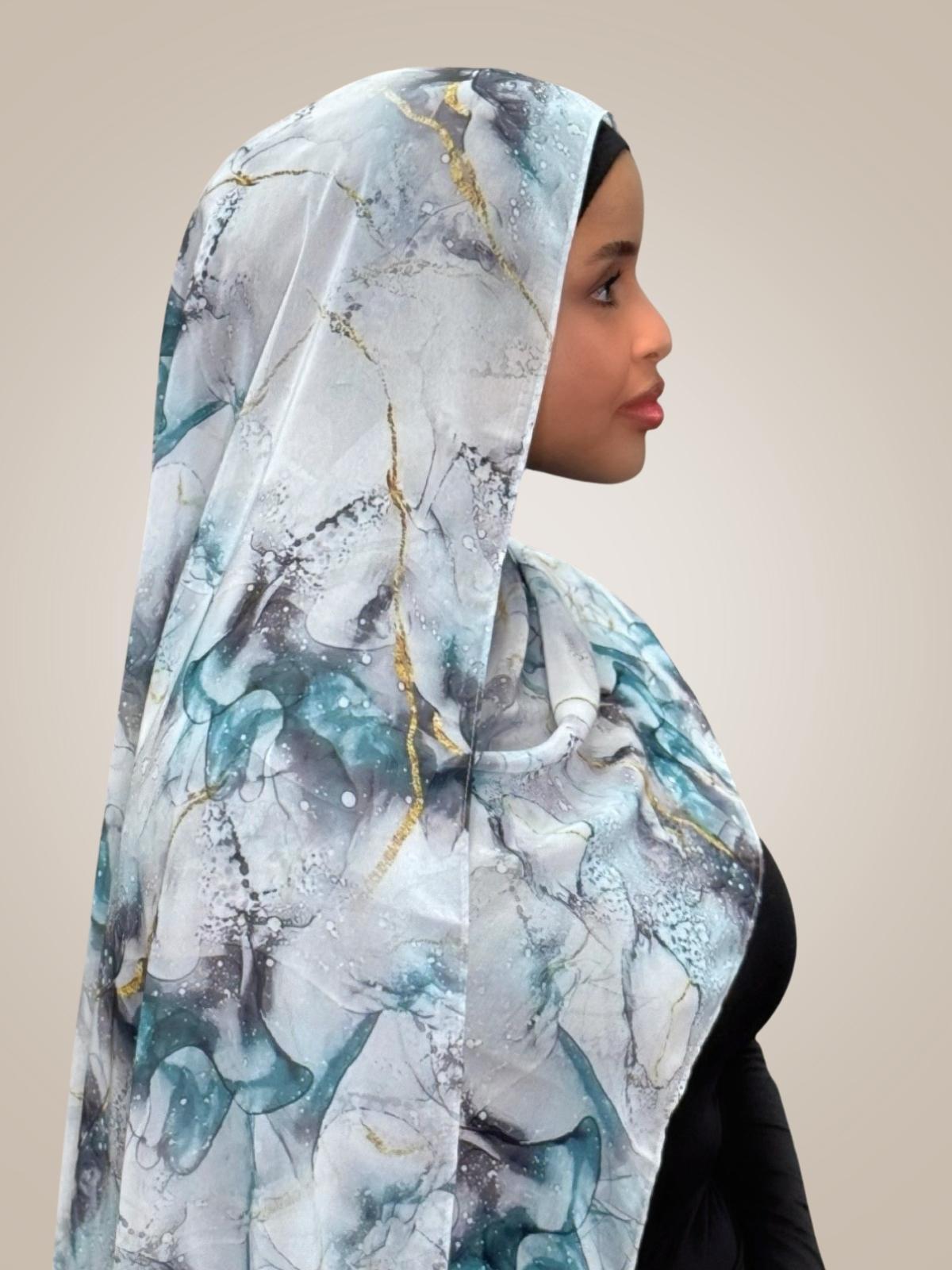 Printed Chiffon Hijab-Mystic Marble