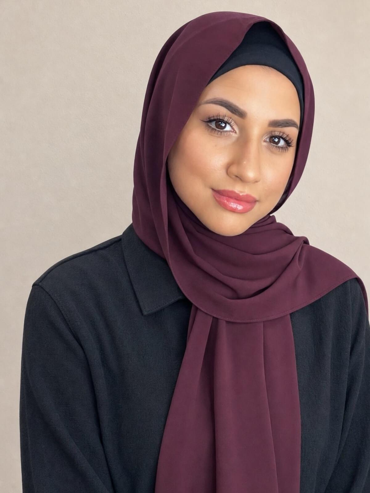 Classic Chiffon Hijab-Dark Mulberry