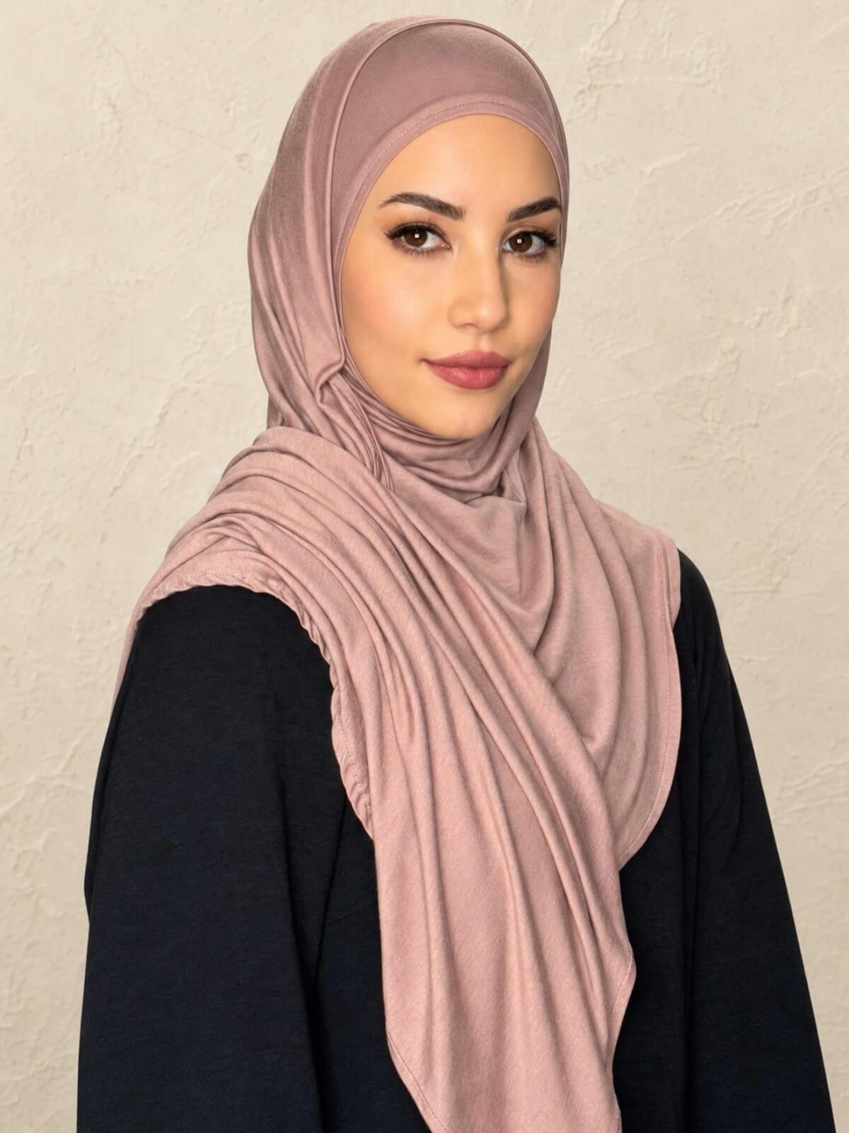 Pre-Sewn Jersey Hijab-Dusty Rose
