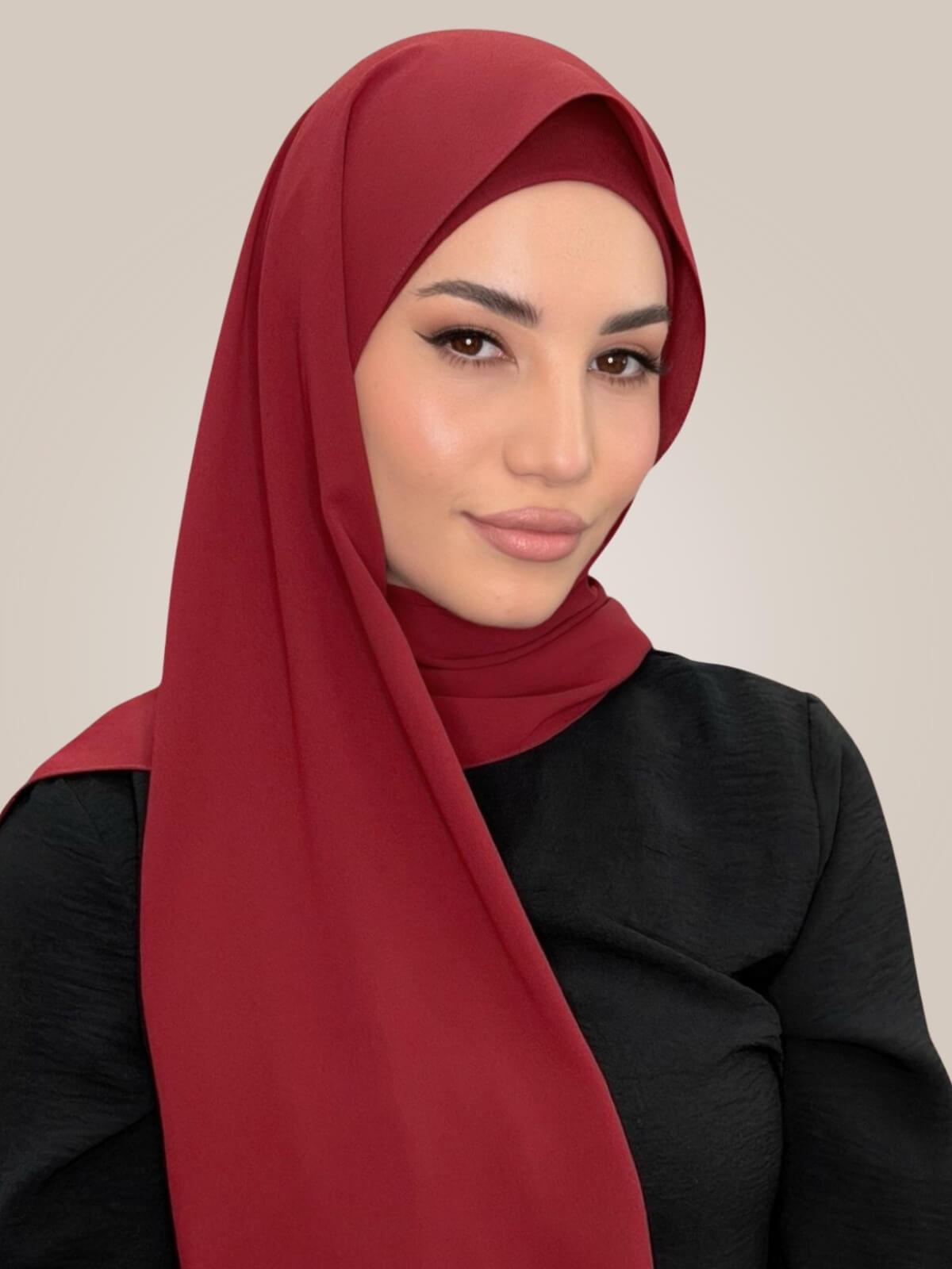 Matching Chiffon Hijab Set-Mahogany