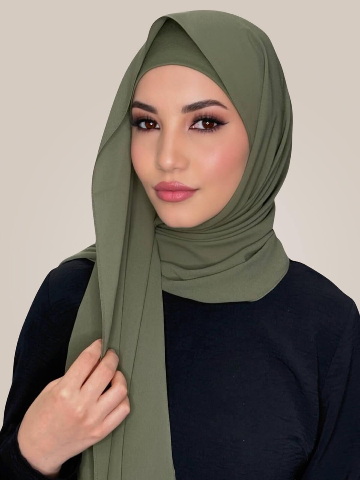 Matching Chiffon Hijab Set-Dusty Olive