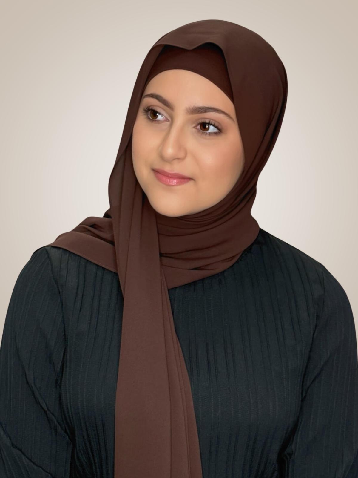 Modish Girl Matching Chiffon Hijab Set-Umber