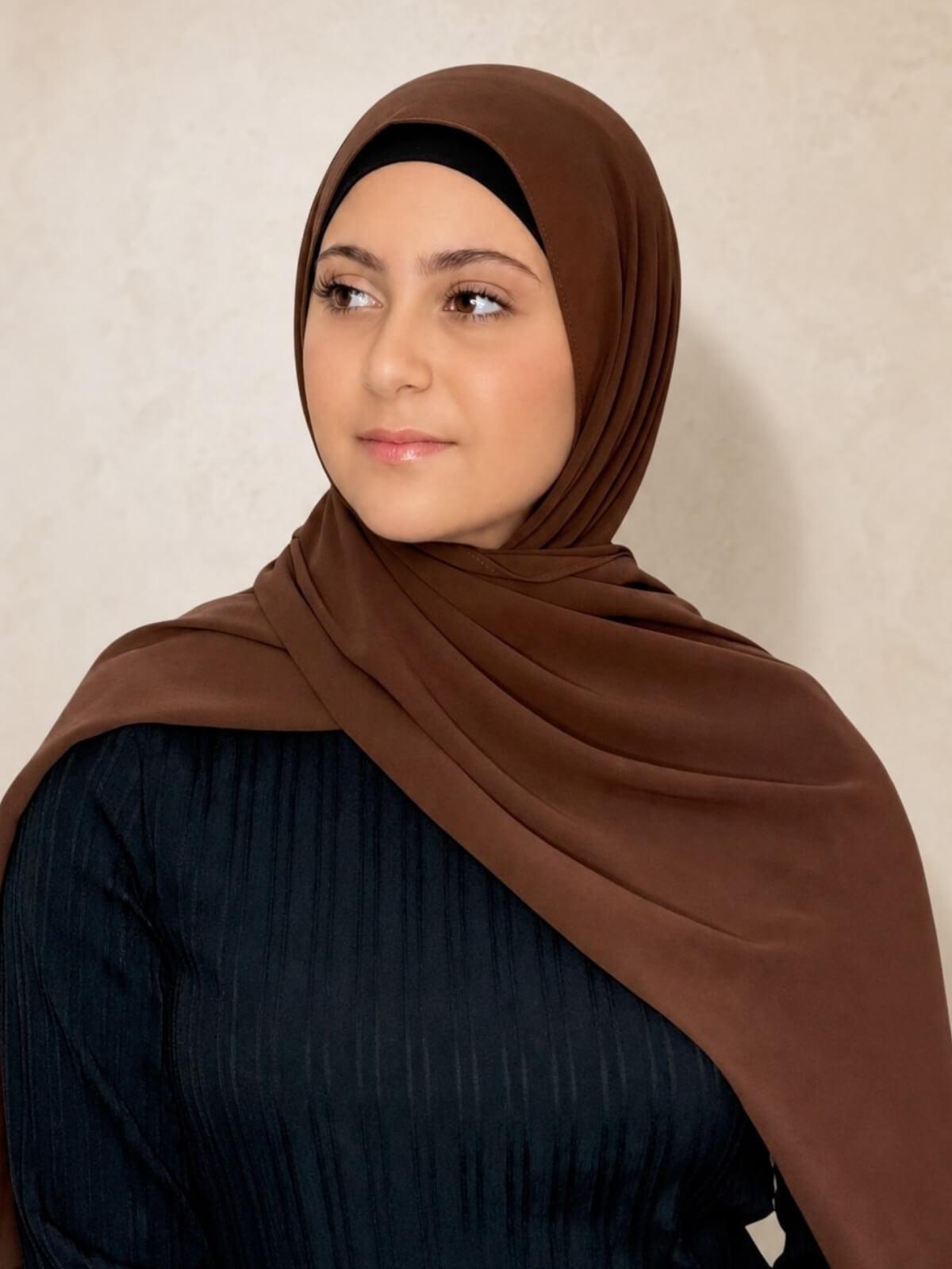 Modish Girl Luxury Chiffon Hijab-Brunette