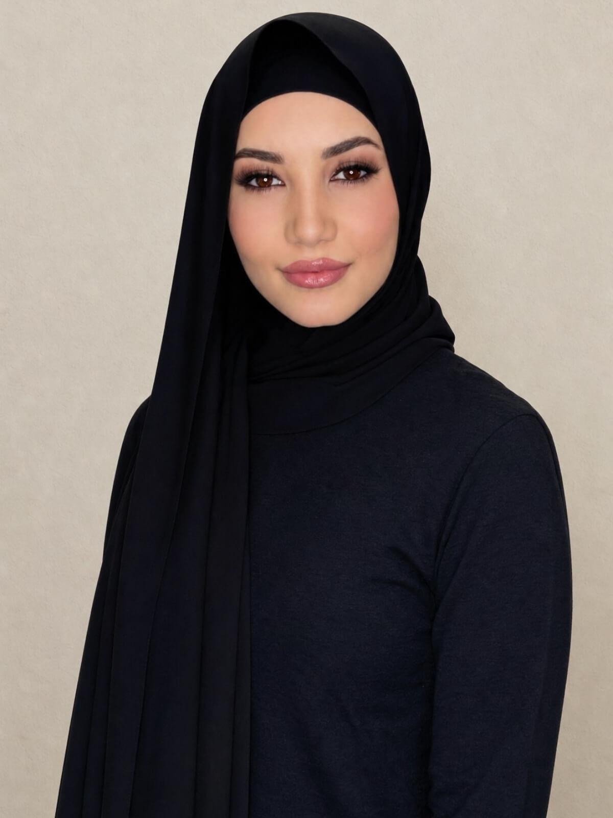 Matching Chiffon Hijab Set-Black