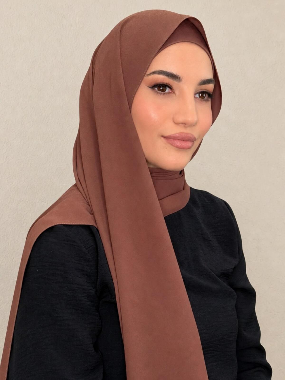 Matching Chiffon Hijab Set-Burnt Redwood