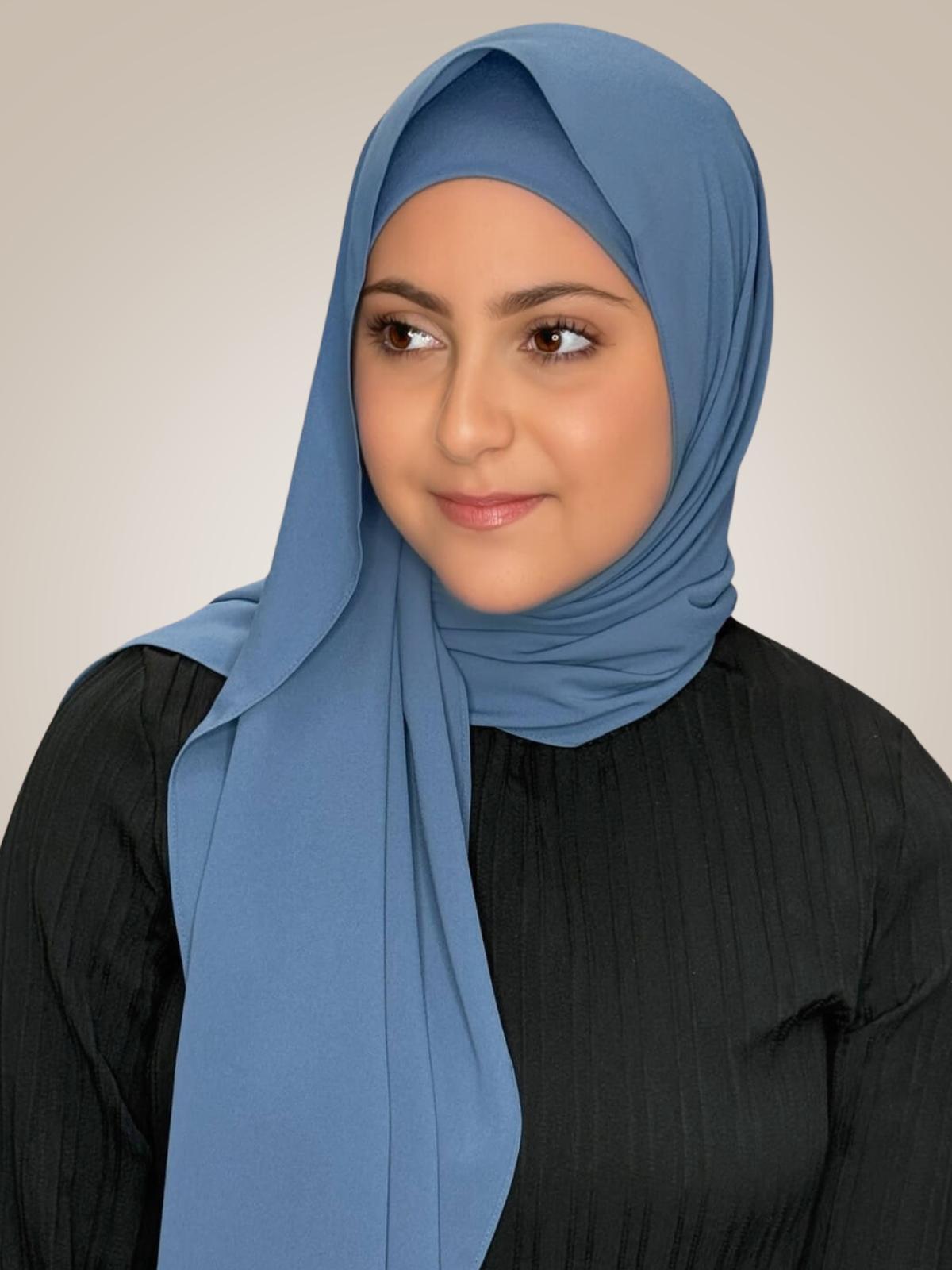 Modish Girl Matching Chiffon Hijab Set-Cool Blue