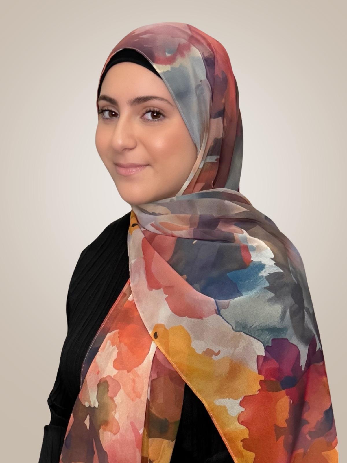 Modish Girl Printed Chiffon Hijab-Sienna Petals