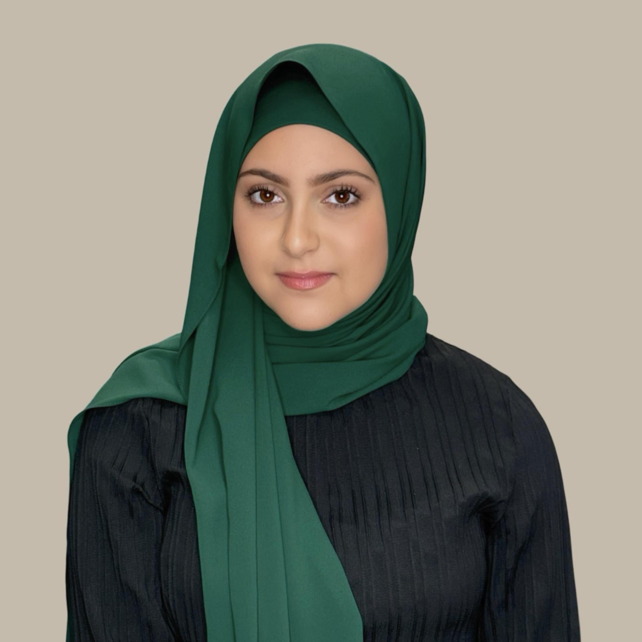 Modish Girl Matching Chiffon Hijab Set-Deep Green