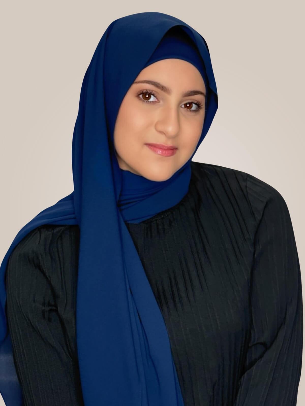 Modish Girl Matching Chiffon Hijab Set-Navy