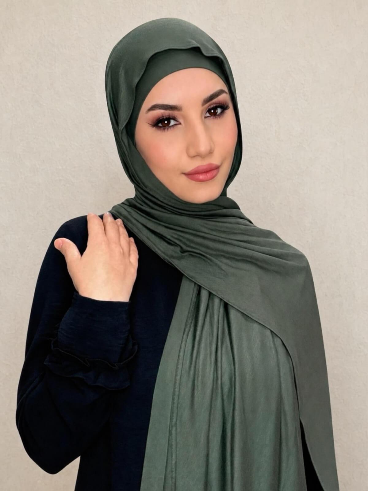 Premium Jersey Hijab-Army Green