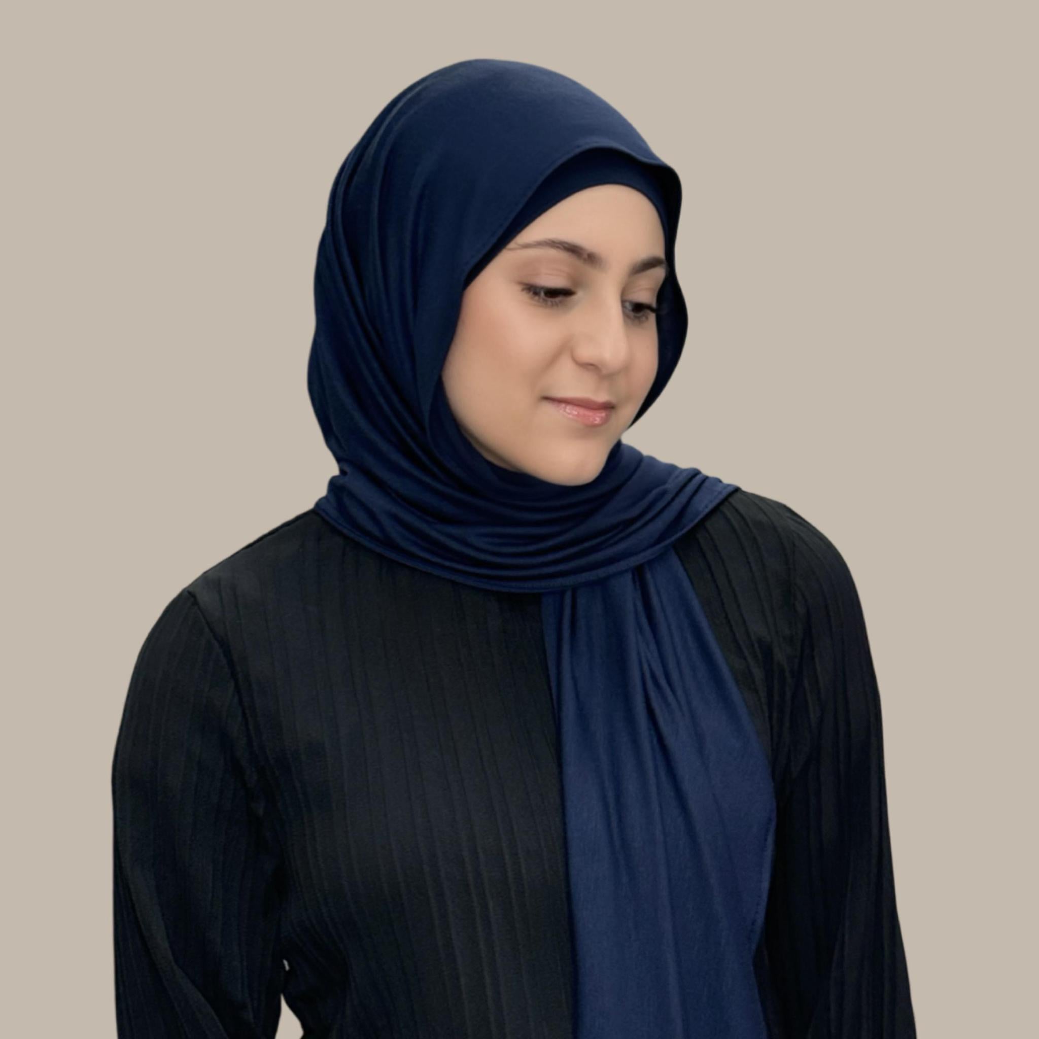 Modish Girl Premium Jersey Hijab-Navy