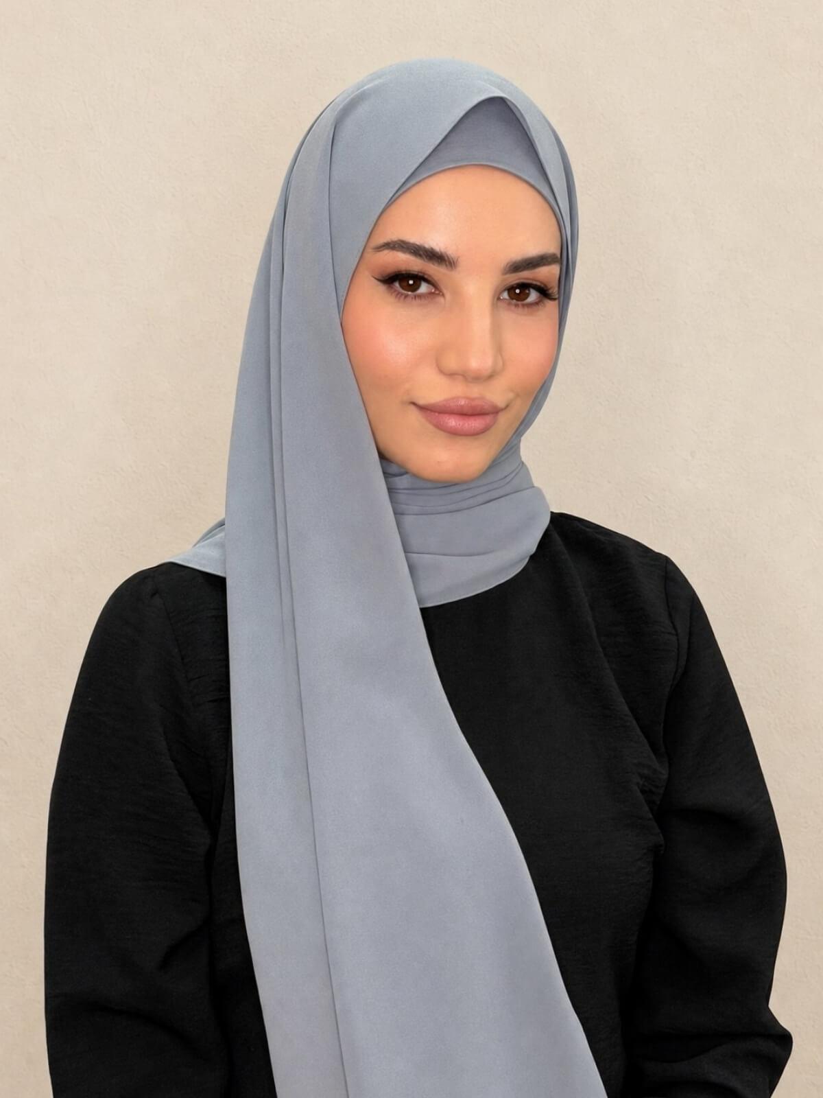 Matching Chiffon Hijab Set-Slate Grey